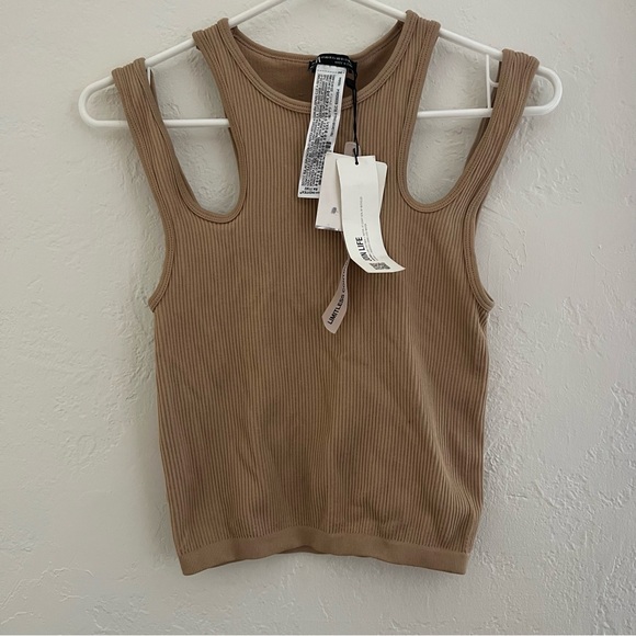 Zara Tops - NWT Zara Ribbed Tan Cutout Tank Top Limitless Contour Collection